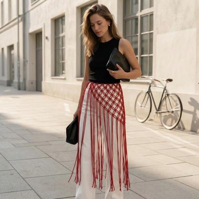 Handwoven Waist Decoration Ethnic Ancient Belted Skirt Mesh Tassel Waist Belt Suit Accessory