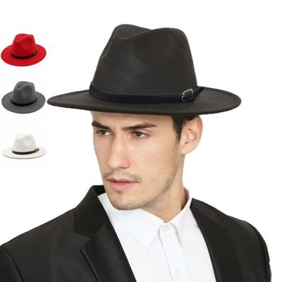 Klasický Britský Fedora Klobouk Široký Okraj Formální Příležitost Jednobarevný Zimní Plstěné Klobouky Pánské Jazzové Klobouky Vlněné Klobouky Muži Ženy