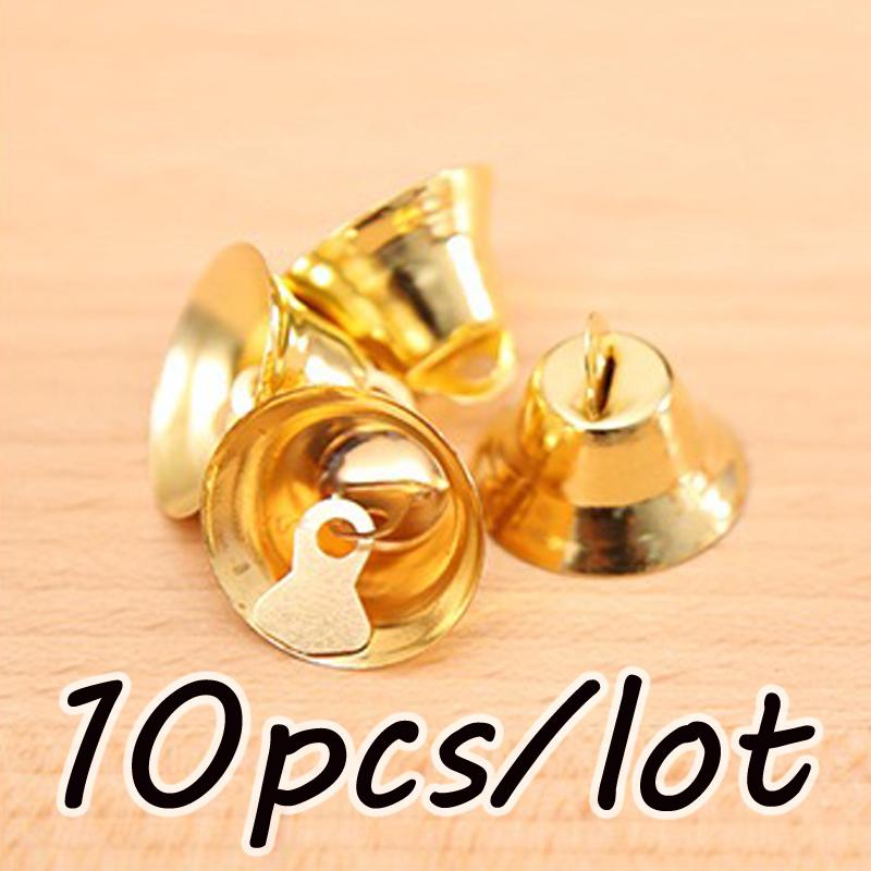 

(10pcs) Small Mini Jingle Bells Set Gold Silver Pet Hanging Ornaments for Wedding Christmas Crafts Metal Decoration Accessories 20mm золотой