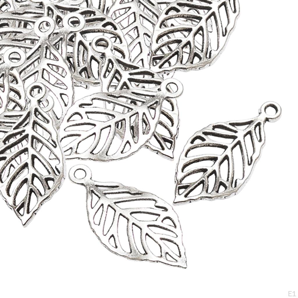 50 Pack Leaf Charms, Hollow Pendants, Alloy, Connectors, DIY Crafts, Decoration, Exquisite