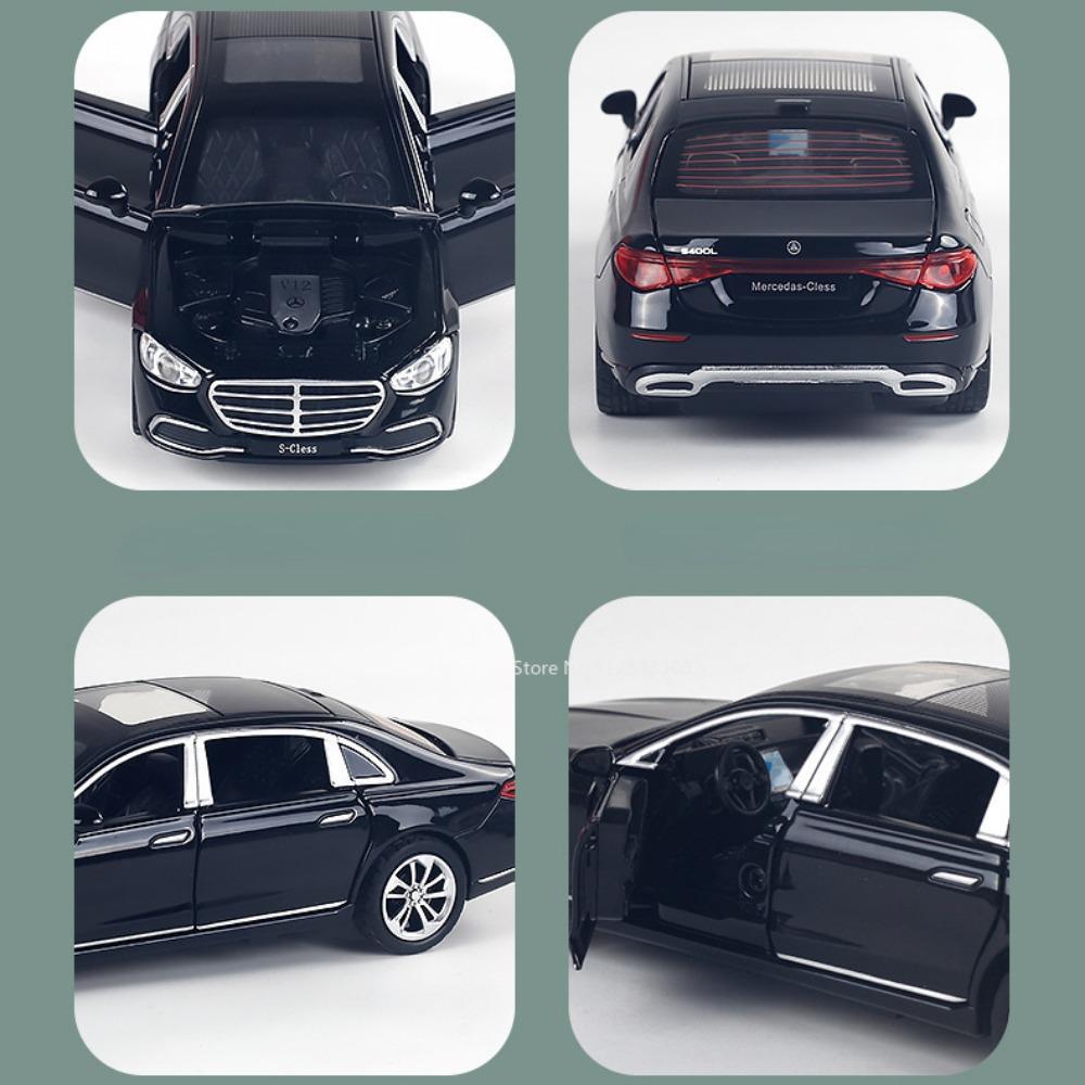 1/32 Scale S400L Toy Car Model Alloy Diecast Simulation Models with Sound Light Pull Back Vehicle Toys for Boys Birthday Gifts