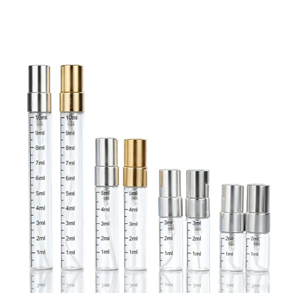 10pz 2ml 3ml 5ml 10ml Flacone in Vetro Graduato per Profumo Vuoto Trasparente Flaconi Spray Cosmetici Atomizzatore da Viaggio Ricaricabile Flaconcini Campione
