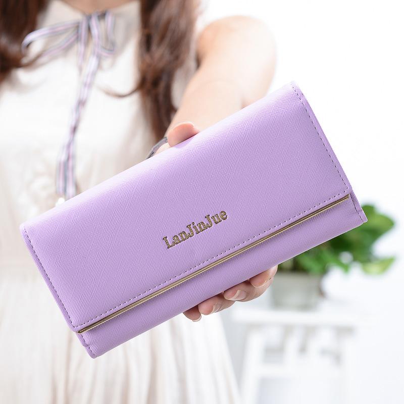 

Классический черный женский кошелек для монет в стиле ретро, ​​женский длинный кошелек из искусственной кожи, тройной женский клатч большой емкости, сумка для денег, чехол для ноутбука, подарок на день рождения для жены светло-фиолетовый