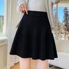 Women's Knit Mini Skirt Spring and Autumn High-waist Pleated Skater Skirt Knit Short Skirt