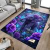 1PC Elephant Flowers Extra Large Non-Slip Floor Carpet, Office, Family, Bedroom, Studio - Large Area Rug,Longlasting Material-K0388