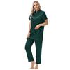 Shirt Ice Silk Pajamas Satin Suit Short Sleeve Long Pants Ladies Home Clothes