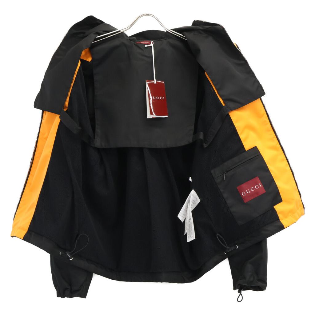 GUCCI Domestic genuine 25 Stainless Steel 804964 ZAQ7F Patch logo nylon twill Jacket 44 Black x orangeUsed