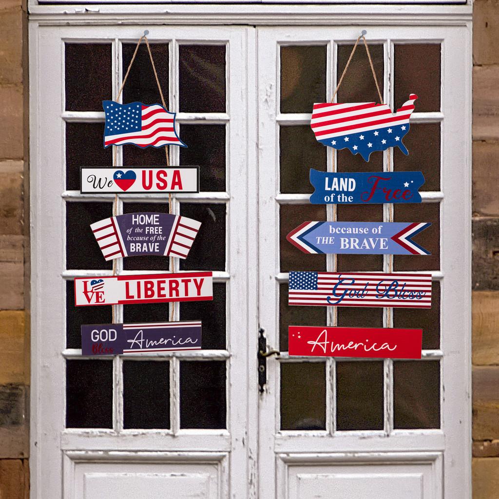 Day Independence Exclusive Wooden Hanging Decorations With Usa Flag Design Celebrations For