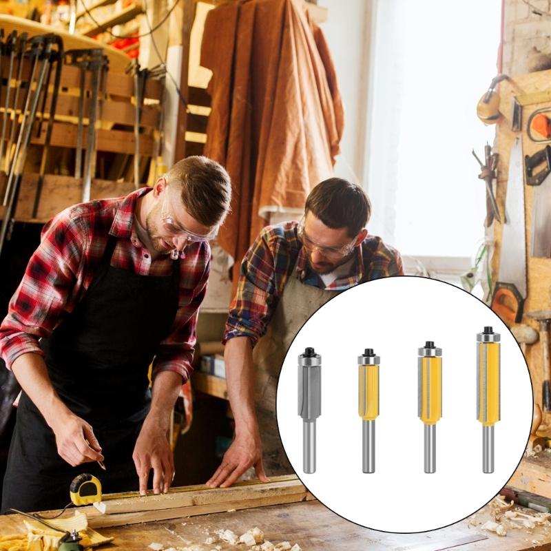 Professional Wood Trimming Router Bit 4 Flute Design High Durability Blade Enhancing Stability for Precise Wood Cutting