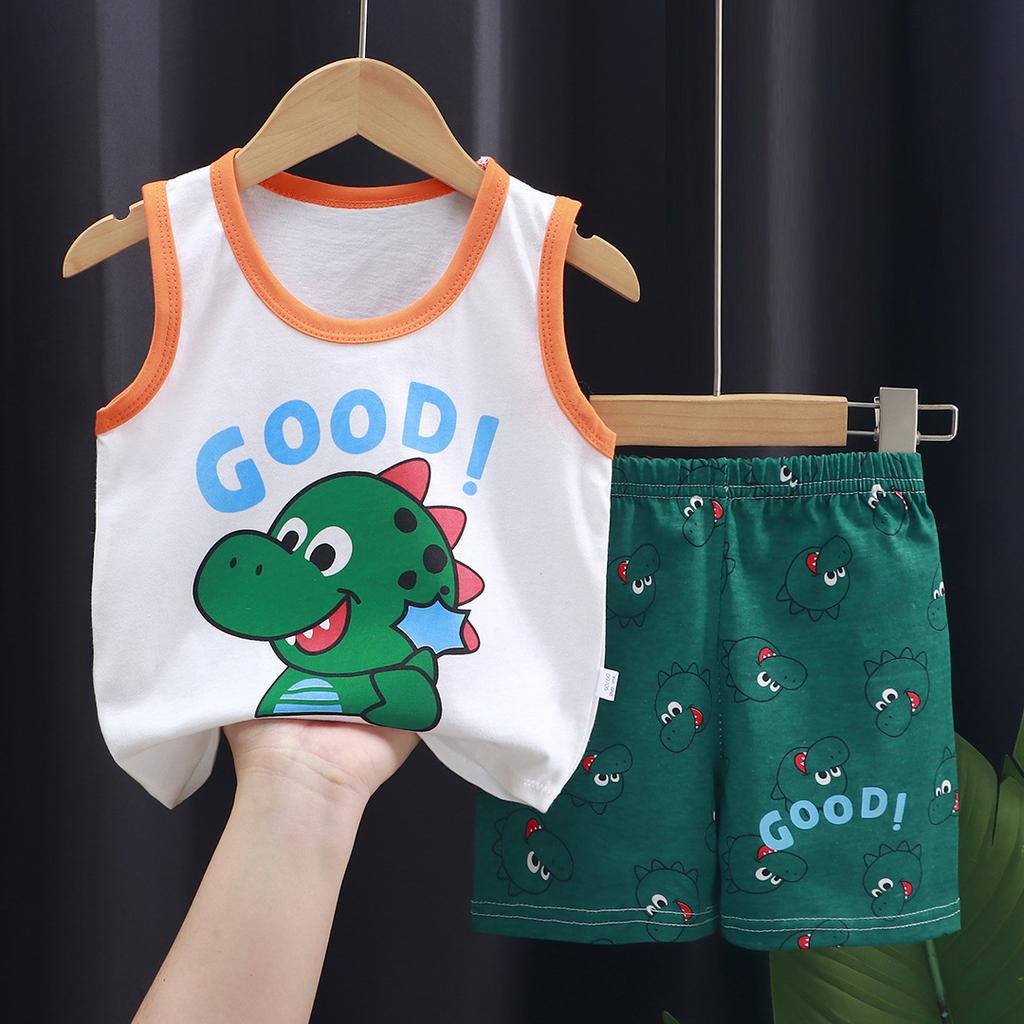 Children's Cotton Pullover Sets - Summer Boys' And Girls' Sleeveless T-shirts And Shorts Sets