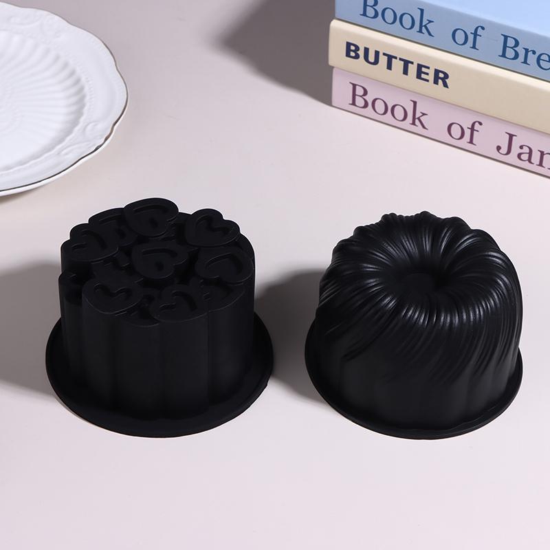 4 Inch Round Rotating Heart Flower Basket Coil Texture Design French Mousse Cake Mould Silicone Cake Mold Kitchen Bakeware