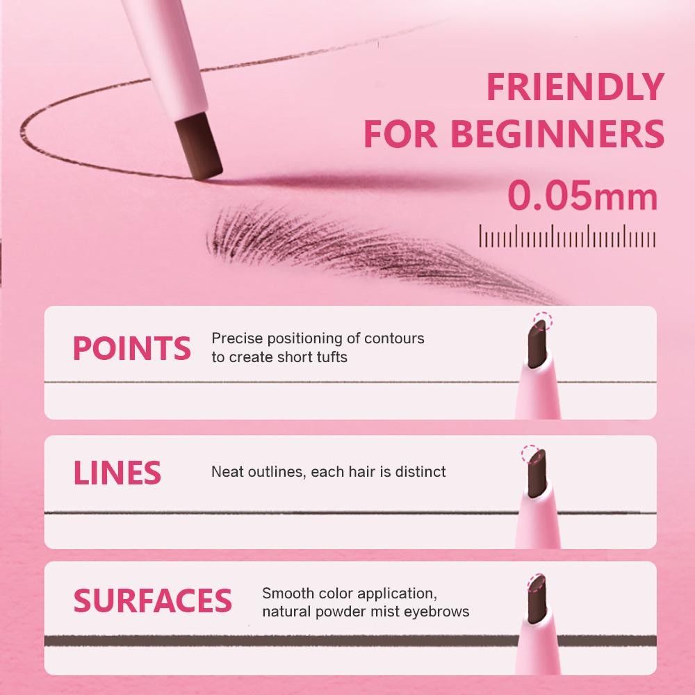 Rock Sweet 2-in-1 Eyebrow Pencil & Gel Double-headed 0.05mm Ultra-fine Waterproof Last All-day Eyebrow Pen with Precise Brush