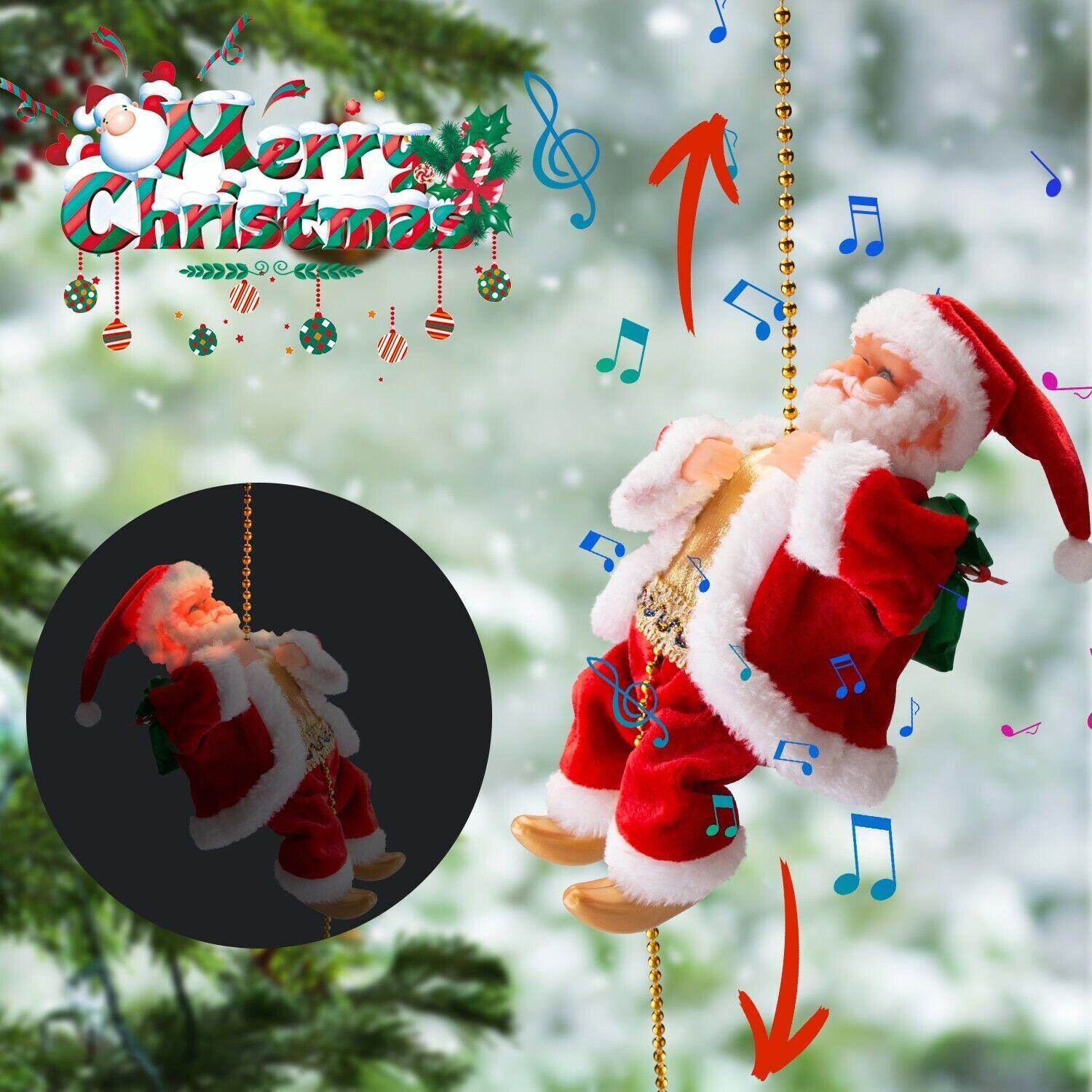 Christmas Electric Santa Claus Doll Climbing Rope Ladder Singing Music Kids Toy