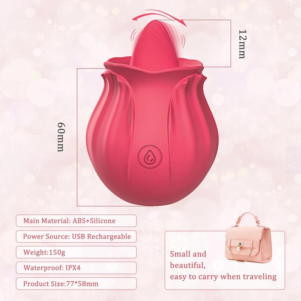 Rose Sex Toy with Tongue Licking Vibrator for Women G Spot Nipple Stimulation Rechargeable Vibrating Machine Clitoral Vibrators