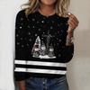 2025 Autumn & Winter Women's New Casual Crew Neck Long Sleeve Top 3D Christmas Pattern Ideal Halloween Christmas Gift