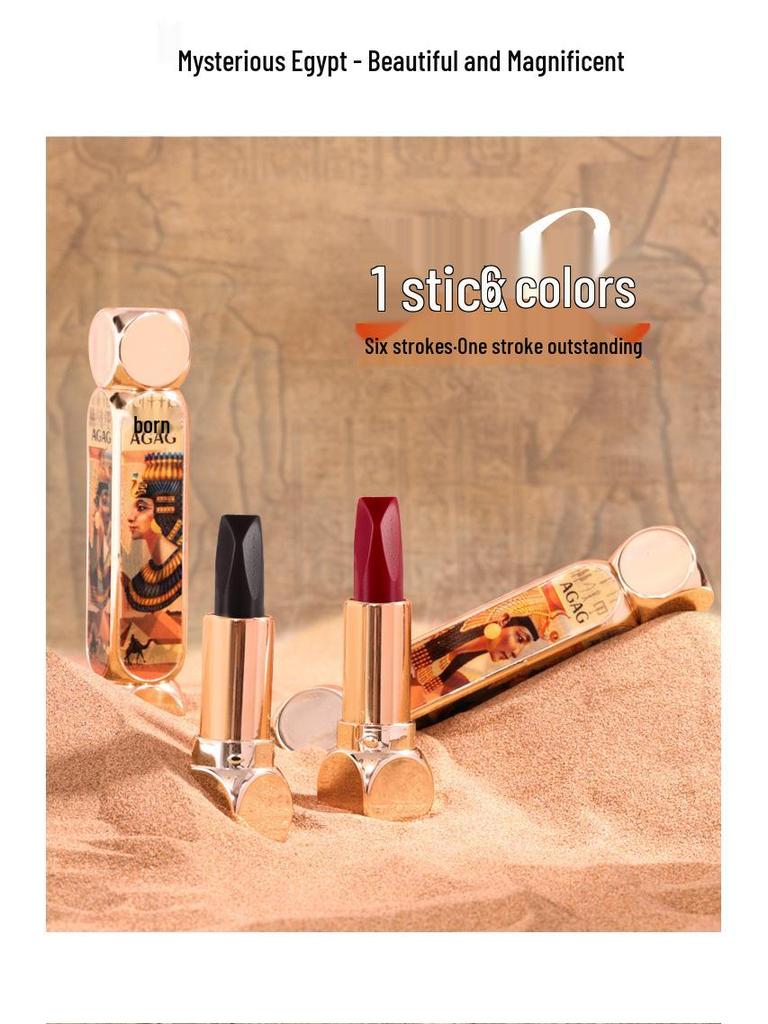 AGAG Magic 6-in-1 Matte Lipstick Stick - Long-lasting, Double Tube with Six Shades