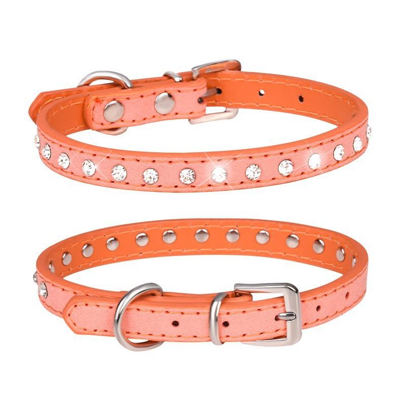 Rhinestone Pet Collar Shiny Row Diamond Dog Collar Microfiber Soft Comfortable Cat Ring