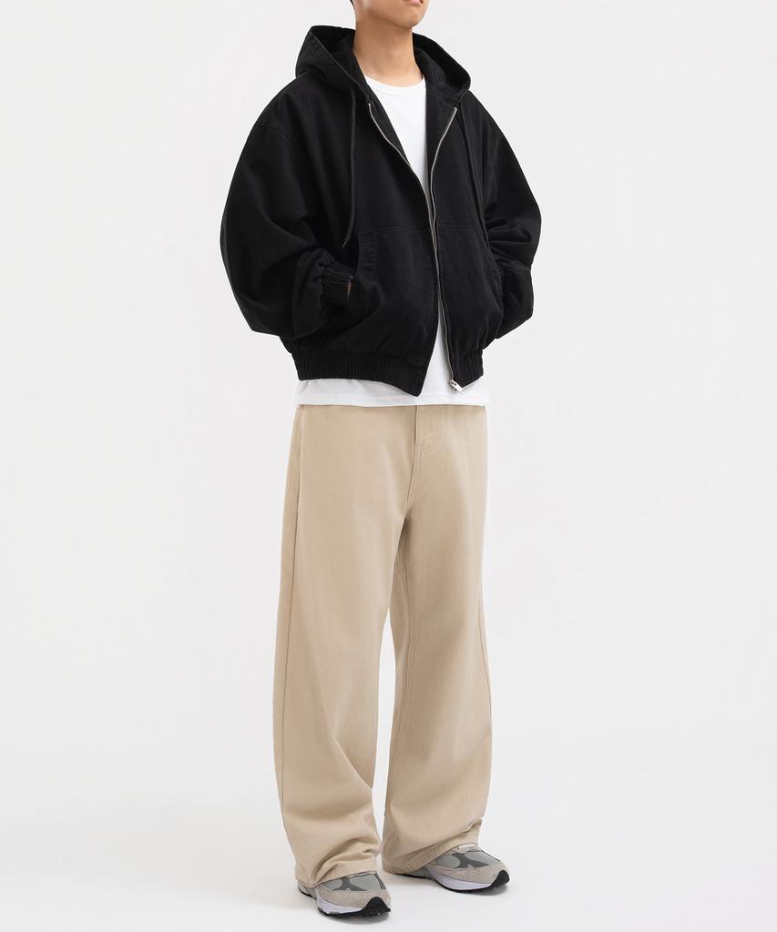 Underoff Crop Hooded Zip-Up Work Jacket Brown