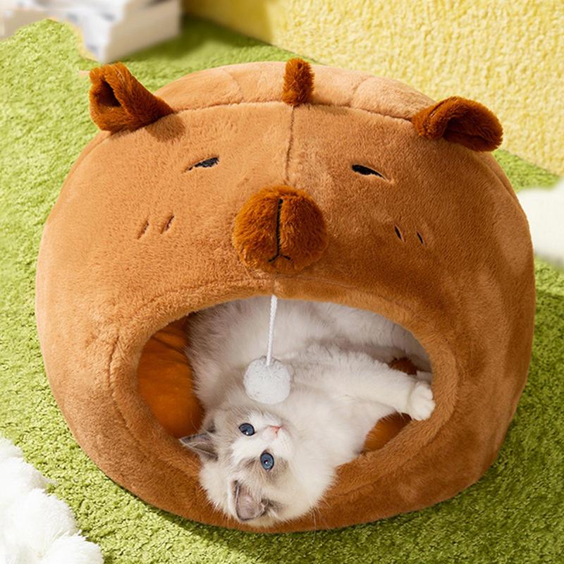 

Cat Cave Warm Bed Soft Indoor Puppy Sleeping Bed With Capybara Design Small Cat Winter Warm Cave For Indoor Bedroom Living Room United States