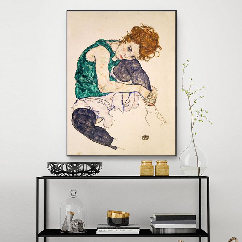 Egon Schiele Abstact Gövde Rengi Tasvir Kroki tuval sanat baskı tablo Posteri Duvar Resmi Oturma Odası Ev Dekor Için