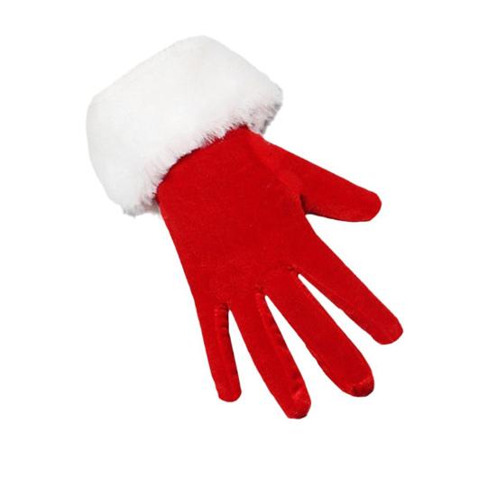 Santa Claus Gloves Christmas Red Gloves with White Fuzzy Cuffs Winter Warm Full Finger Gloves for Xmas Party Costume Accessories