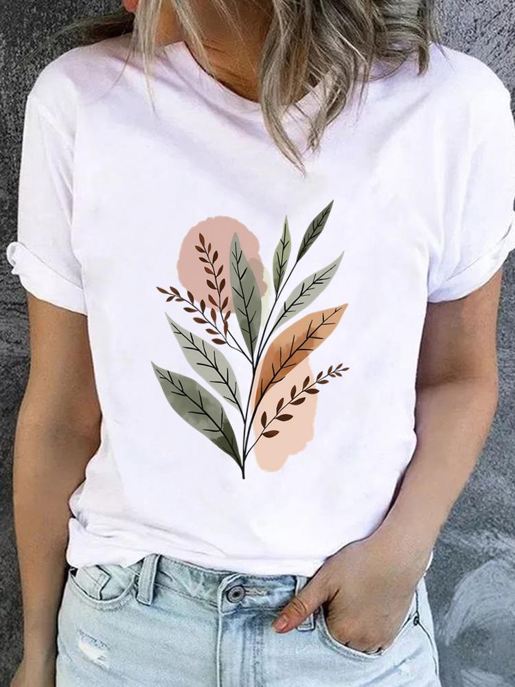 (Asian Size) Lovely Flower Style Casual Short Sleeve T Tee Top Clothing Shirt Women Printed Lady Fashion Female Graphic T-shirts