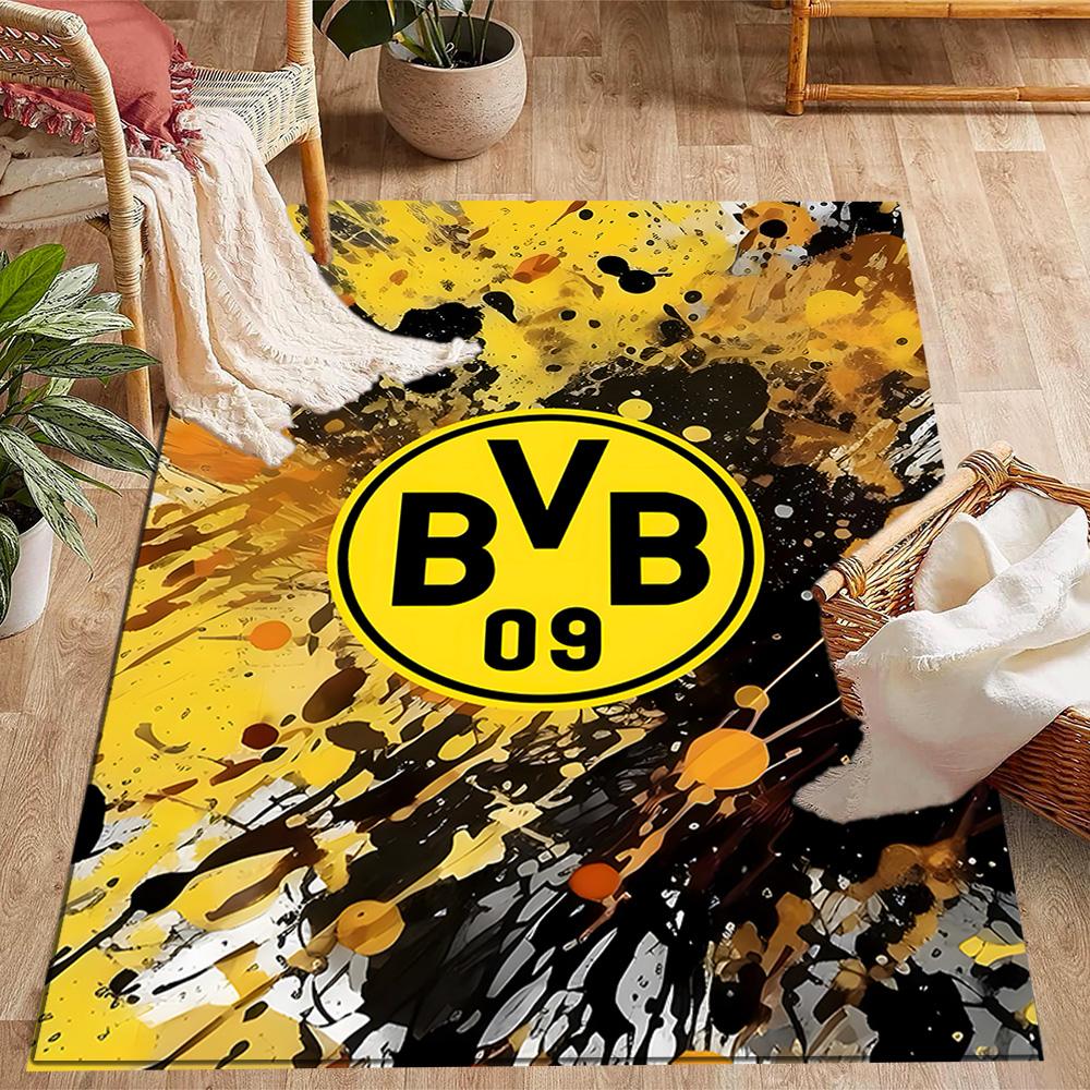 Χαλάκια Αντιολισθητικά με Θέμα Splatter Art - Λογότυπο Bvb 09 - Διακόσμηση Σπιτιού από Πολυεστέρα, Κατάλληλα για Υπνοδωμάτια, Σαλόνια, Εισόδους, Στούντιο και Διακοσμήσεις