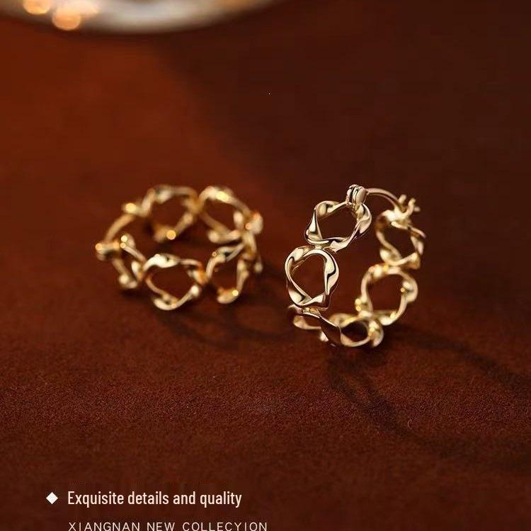 925 Sterling Silver Twisted Earrings, Women's 2025 New Style, Light Luxury High-End Stud Accessories