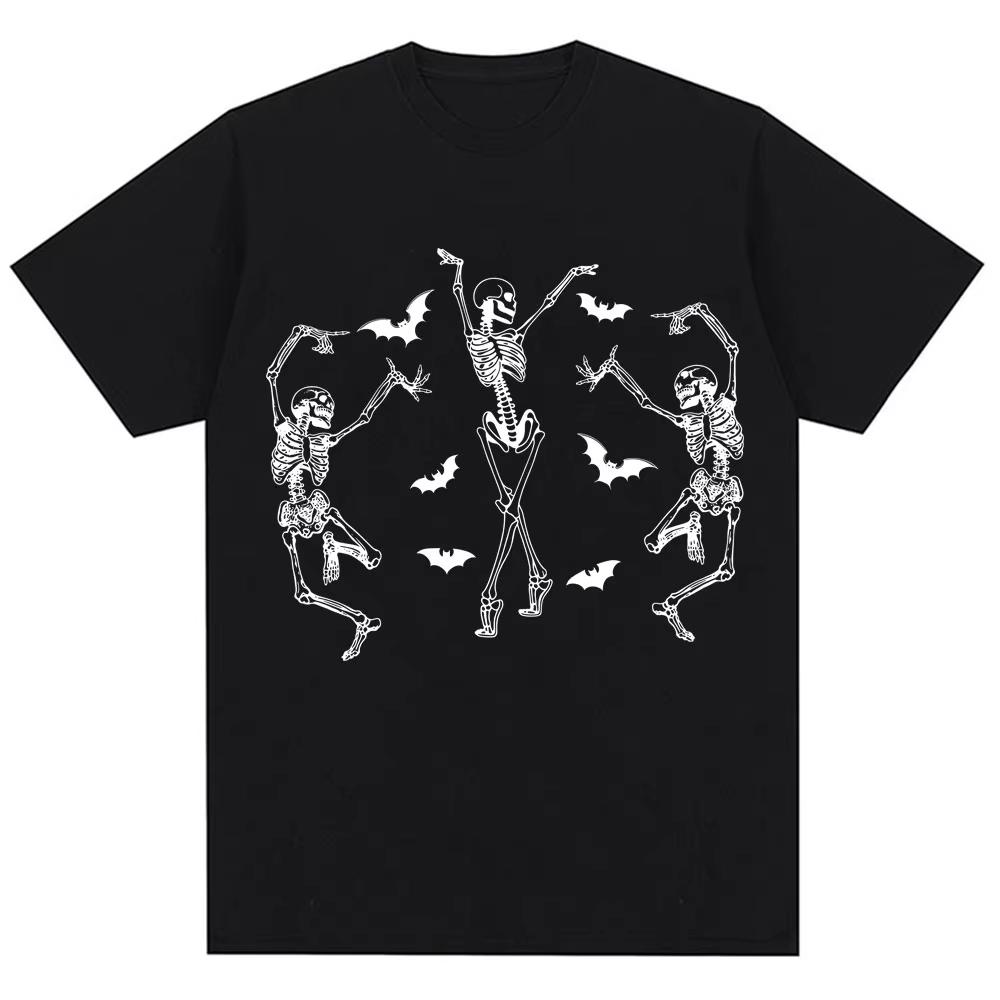 Summer Unisex Vintage Top 90s Vintage Dancing Skeleton Graphic Funny T-shirts Men Women Punk Y2k Harajuku T-shirt Gothic Cotton Oversized T-shirts 4XL