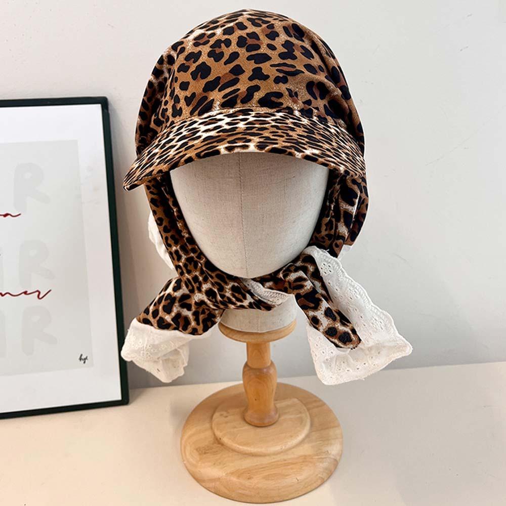 Leopard Print Scarf Peaked Cap Floral Strappy Bandana Cap Driving Triangle Headscarf Hat  Camping