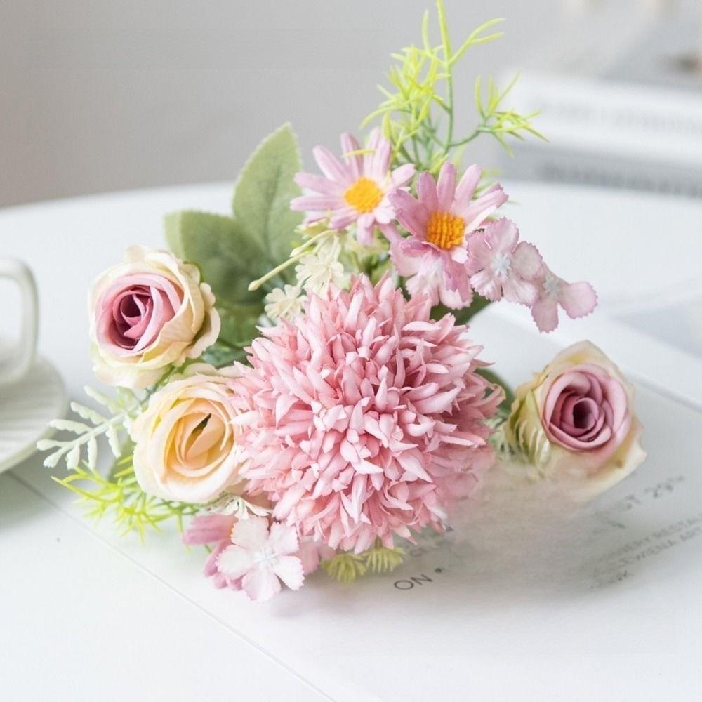 

Beautiful 27cm Artificial Flowers Rose Silk Simulation Bride Bouquets Vase Ornament Flowers Garden Party фиолетовый