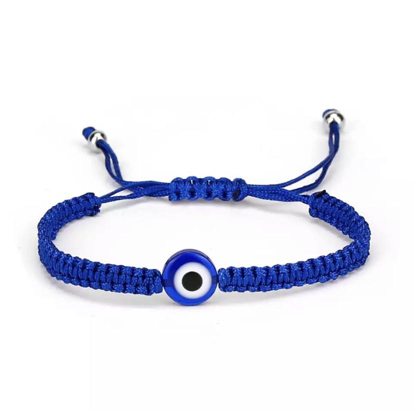 Bracciale Occhio di Bue Blu Regolabile - Tessuto a Mano con Popolare Design dell'Occhio del Demone