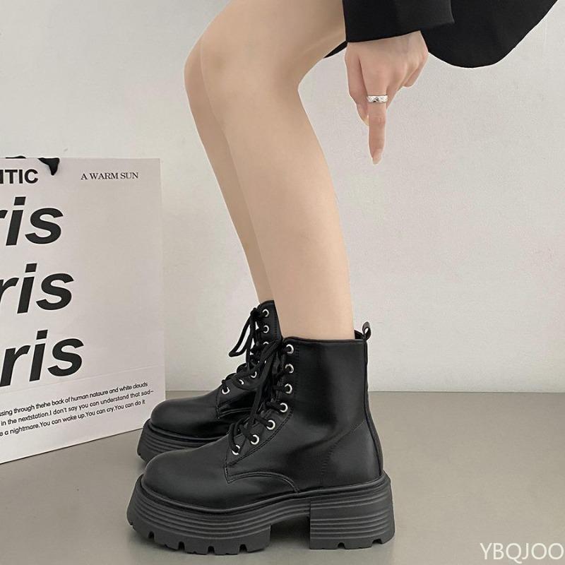 Thick Soled Simple Comfortable Daily Casual Women's Boots New Autumn Lace Up Simple Anti Slip Wear-resistant Short Boots