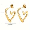 1 Pair 304 Stainless Steel Heart Stud Earrings, 18K Gold Plated, for Valentine/Wedding/Anniversary/Casual Wear, Teenager Gift