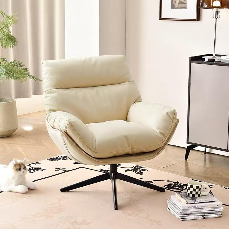 Lawrence Minimalist Rotating Leather Lounge Chair