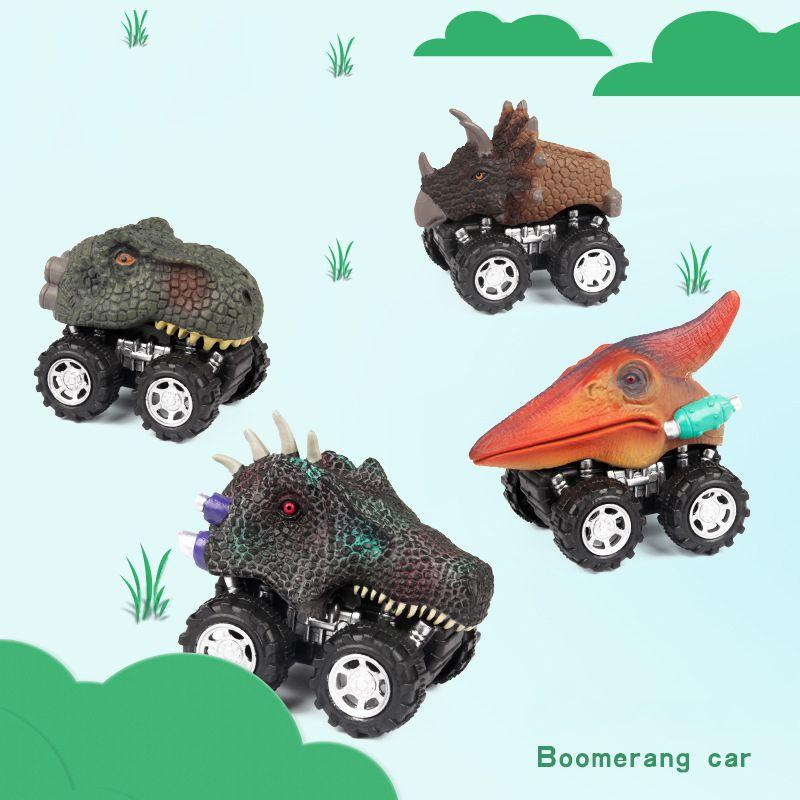 Set Of 6 Dinosaur Model Boomerang Cars Vibrant Mini Toy Gift For Kids