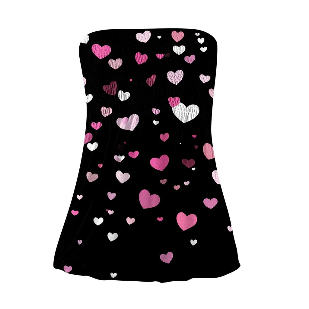 Tube Tops For Women,Cute Sexy Off Shoulder  Print Sleeveless T-Shirt