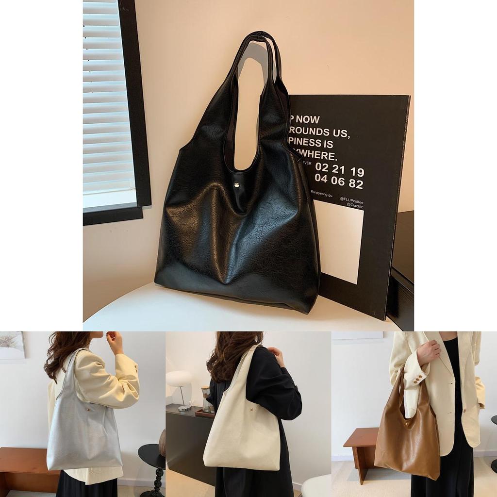 Fashionable Large Capacity Women's Tote Bag Stylish Commuter Purse In Black Silver White And Brown
