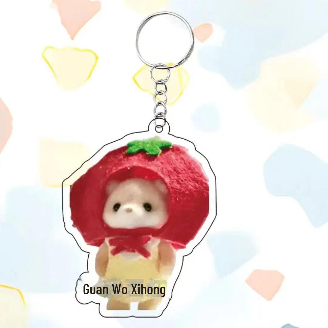 

Брелок в виде щенка Sylvanian Family: Милая акриловая подвеска для школьных сумок и подарков Close Me Tomato