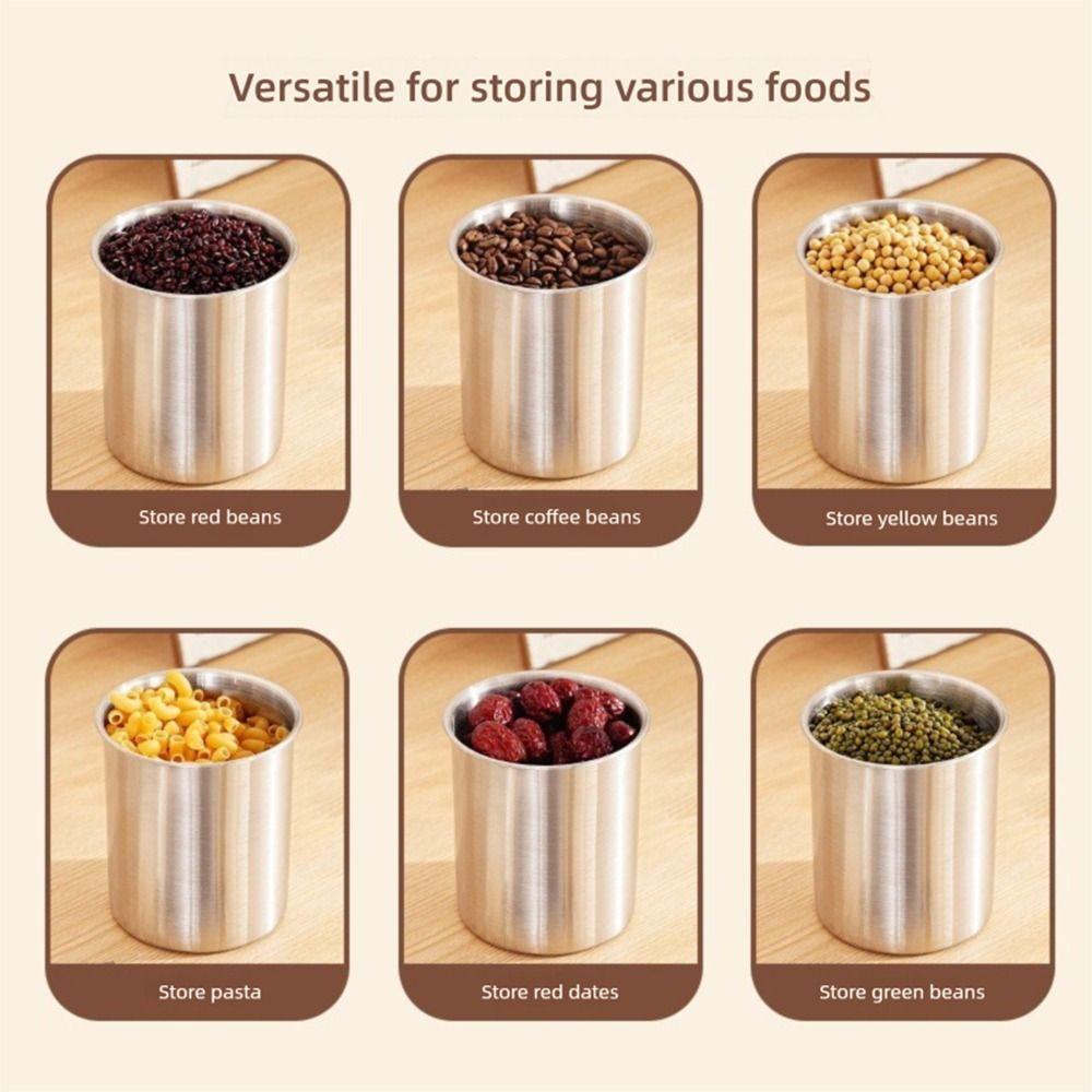 304 Stainless Steel Storage Box with Transparent Lid Food Can Sealed Lid Crisper  Tea Coffee Grain