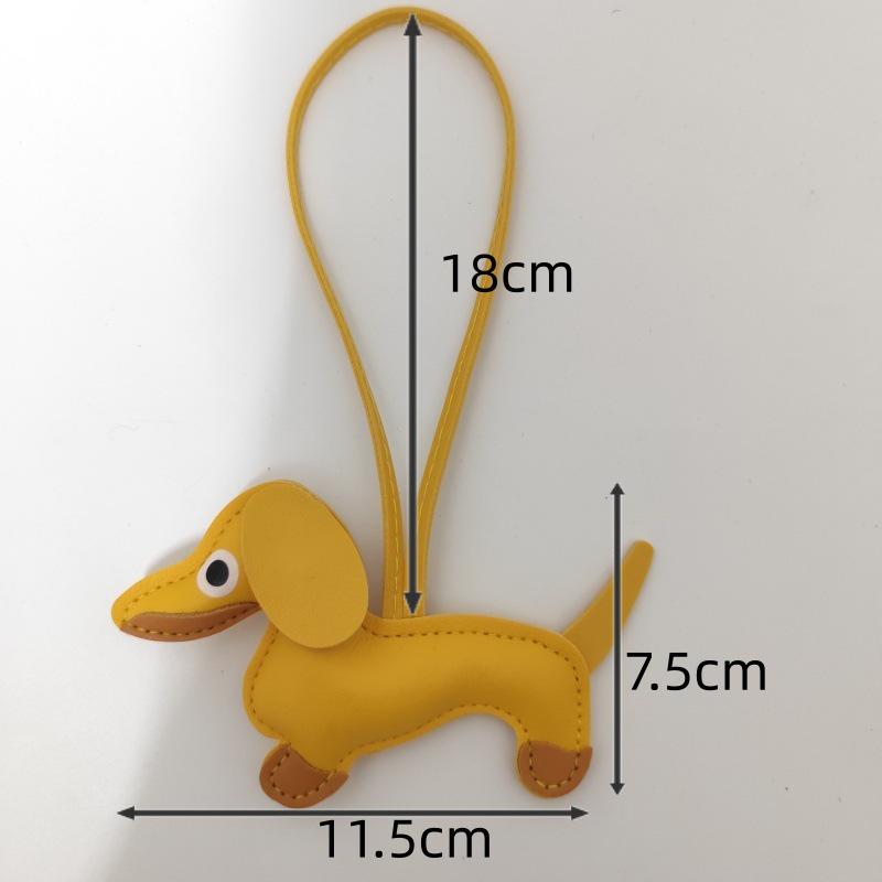 Cross-border Dachshund Pendant: Leather Cartoon Dog Bag & Phone Case Accessory for Cars
