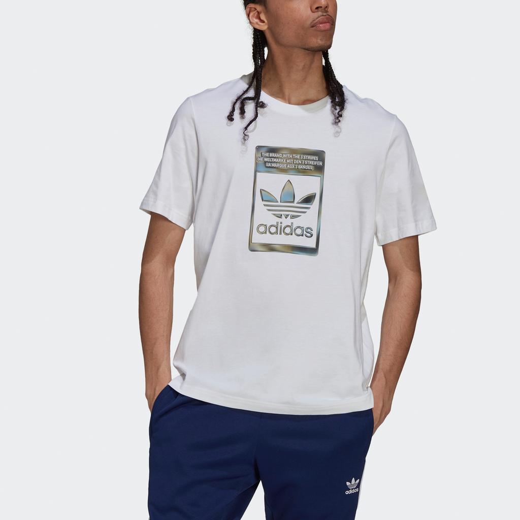 adidas originals Camo Infill Tee Retro Logo Sports Round Neck Short Sleeve White Men's H13500
