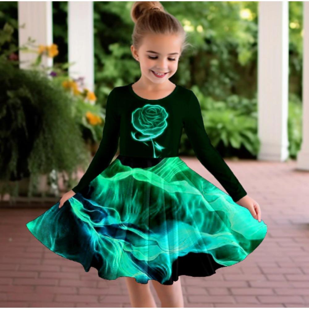 Girls' 3D Butterfly Dress Long Sleeve Summer Spring Vacation Daily Holiday Princess Beautiful Sweet Kids 4-12 Years Casual Dress A Line Dress