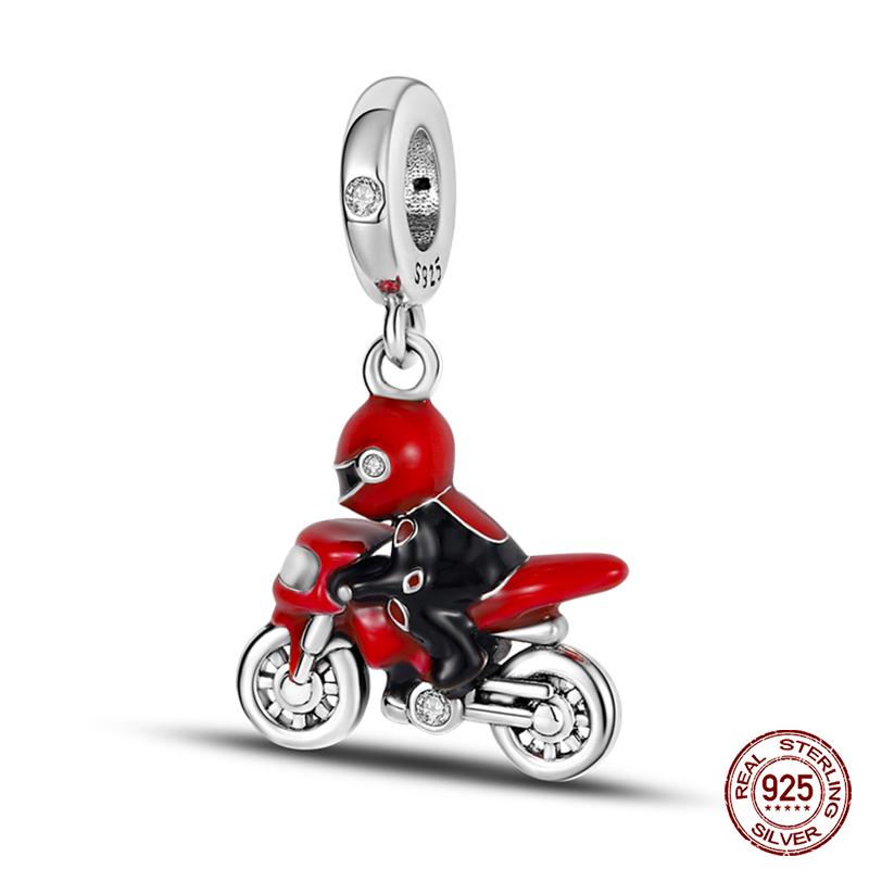 Charms Fit Qikaola Original Bracelet Red Series Motorcycle Luggage Copper Charms Beads For Women Lucky Birthday Jewelry Gift