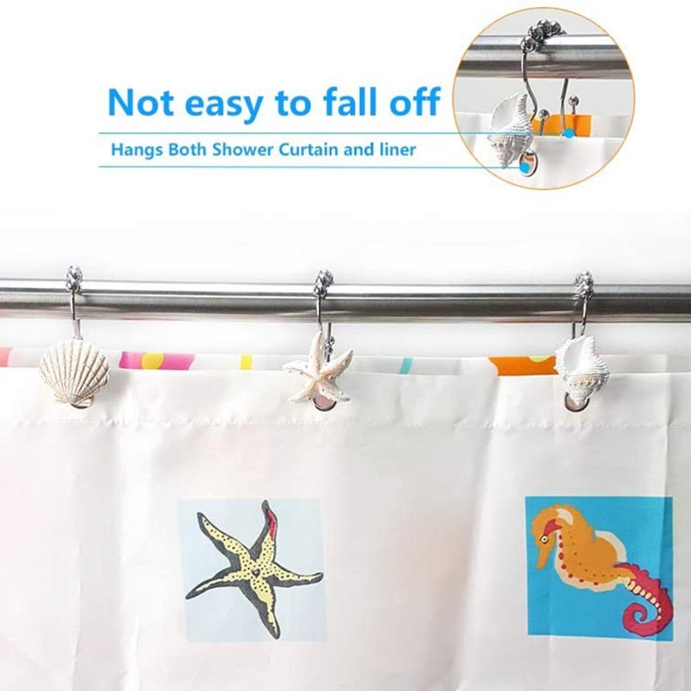 Starfish Design Shower Curtain Hooks Resin Material Starfish Shell Hooks For Living Room