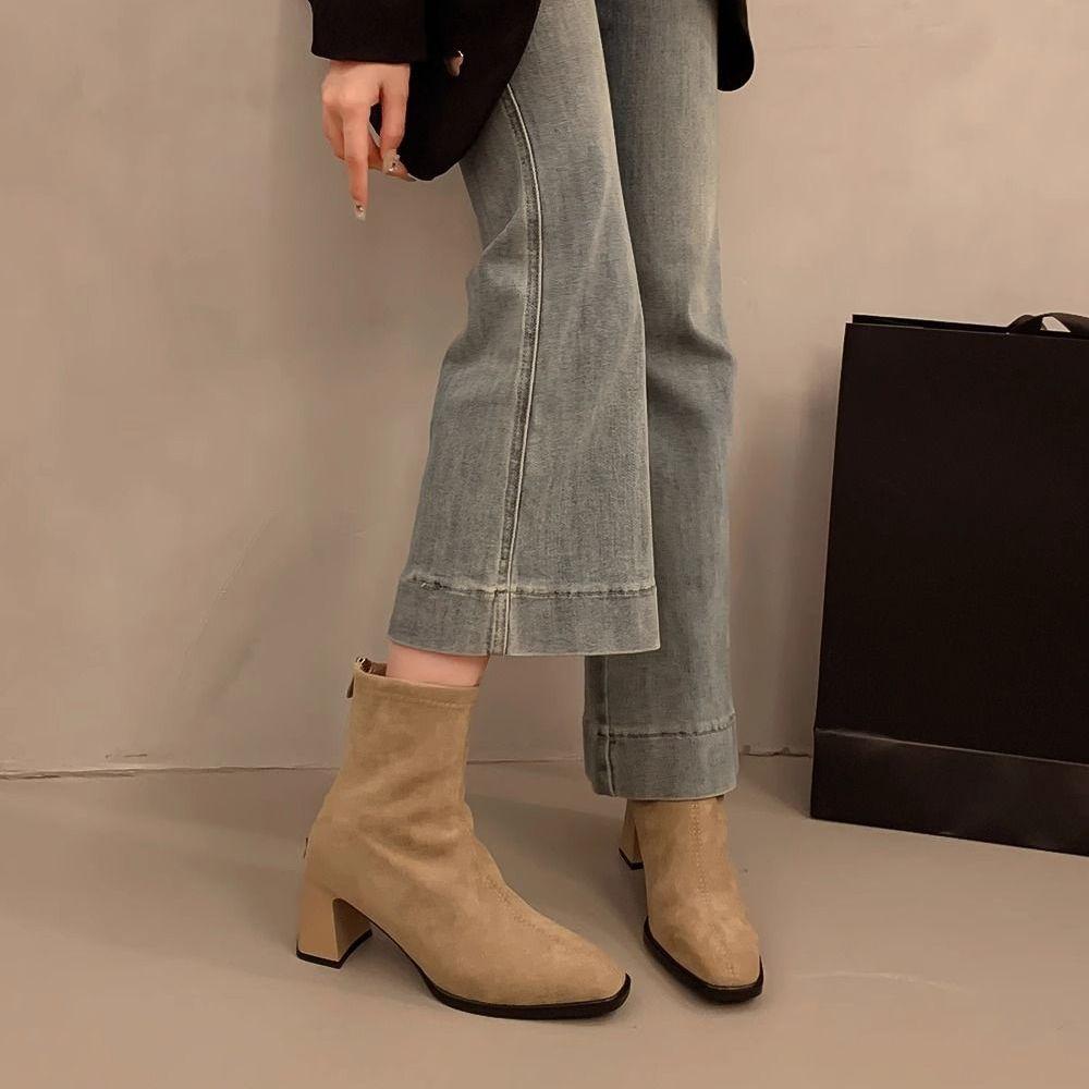 Fashion Female Short Shoes British Style Plain Office Booties Fashion 2025 High Quality Comfortable and Elegant Hot Women's Ankle Boots