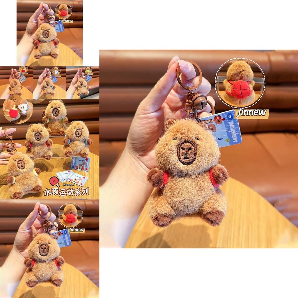 Adorable Jinnew Capybara Plush Keychain Accessory Sports Theme Cute Gift Idea