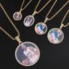 Europäische & Amerikanische Hip Hop Runde Foto Anhänger Halskette mit Kupfer & Zirkonia - Trendiger Personalisierter Schmuck für Herren