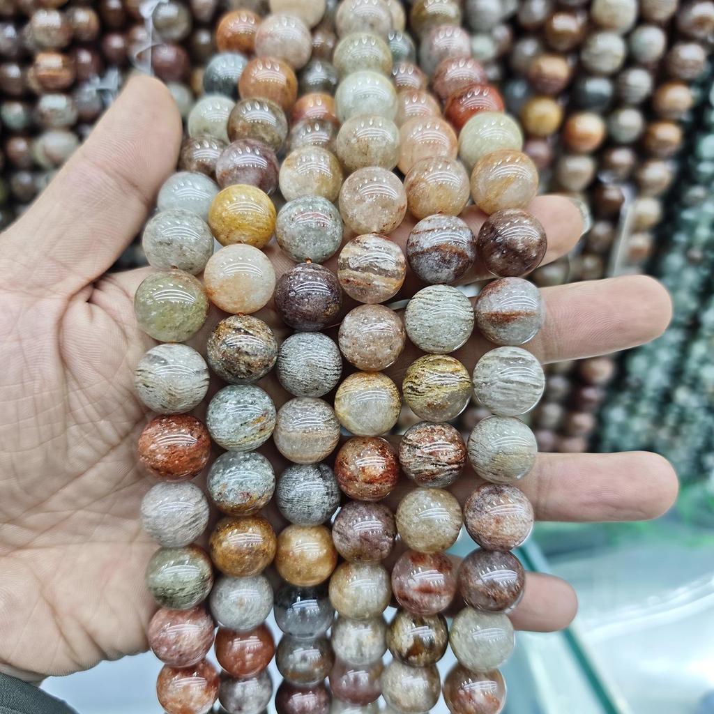 7A Natural Crystal Thousand-Layer Phantom Round Beads for DIY Jewelry and Accessories