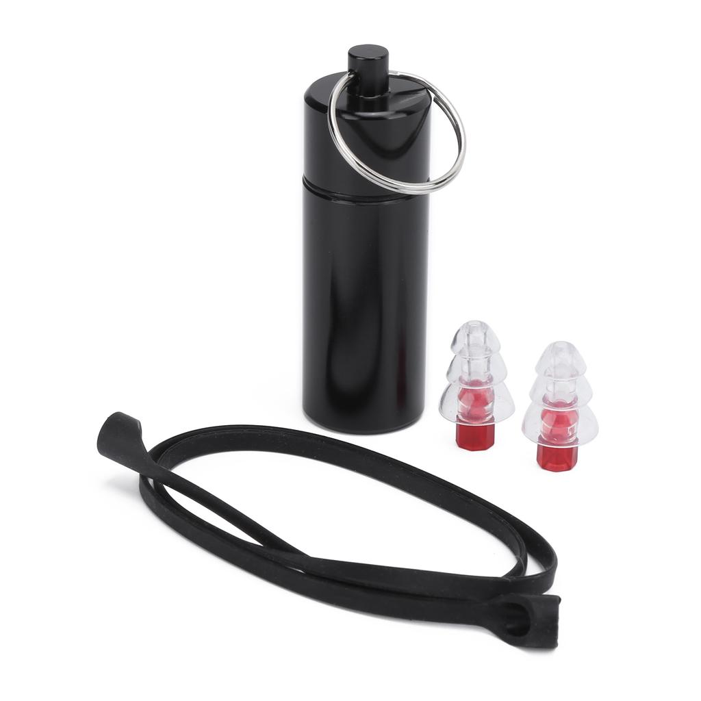 22x67mm Musician Ear Plug Red Noise Reduction Waterproof with Silica Gel Cord Storage Bottle